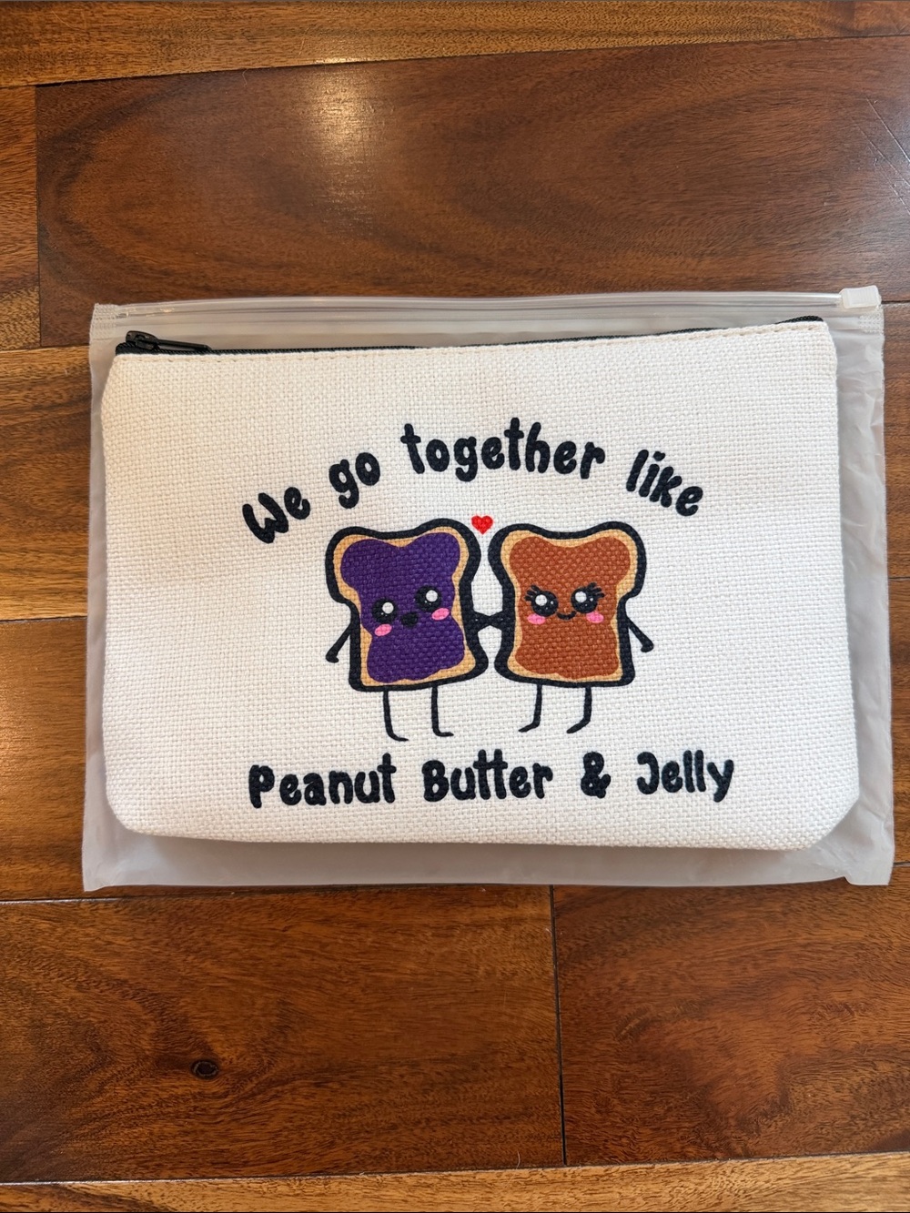 White Peanut Butter & Jelly Canvas Pouch - Cute Snack Couple Design